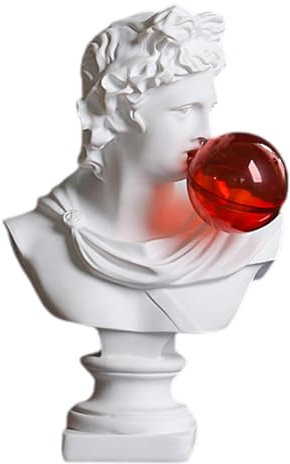 David-Büstenstatue – dekorative Desktop-Kunststatue, künstlerische David-Skulptur | Elegante einzigartige David-Statue aus Kunstharz, die Blasen bläst, wasserfeste Bastelornamente, Heimdekoration für