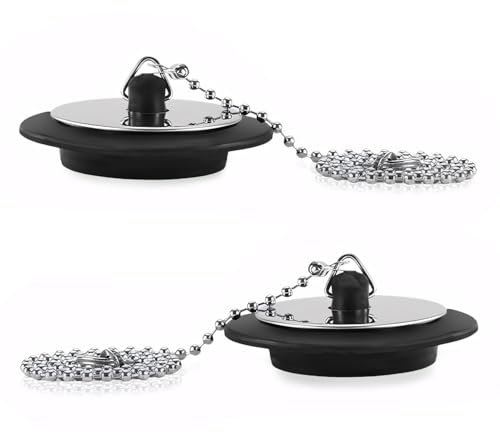 GIKPAX Lot de 2 Bouchons d'évier universels de Rechange pour évier de Cuisine, évier de Salle de Bain, évier de Cuisine, évier de Salle de Bain (Taille 4,2 à 4,5 cm, chaîne 41,9 cm)