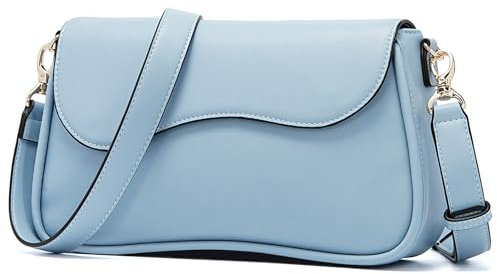 molshine Damen Umhängetasche PU Leder Schultertasche Mode Messenger Bag Geldbörsen Satchel mit verstellbarem Riemen (Hellblau)