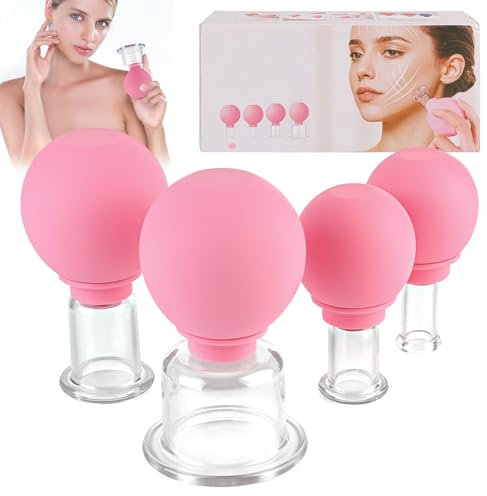 YYTECH Facial Cupping Set 4PCS Silicone Facial Cupping Set Cupping Vacuum Suction Face Anti Cellulite Massager Massage Cup Kit for Facefor Body Facial Neck Eye Care