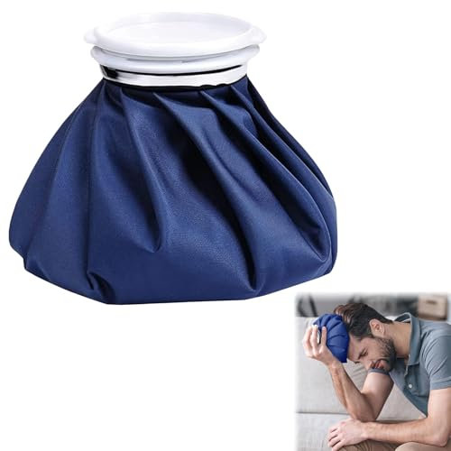 Poche de Glace Réutilisable, Poche Froid et Chaud, Sac de Glace, Soulagement de la Douleur, pour Genou, Cheville, Tête, Dos, Cou, Paule, Anti-fuite, élastique, Respirant, Bleu (L-28cm)