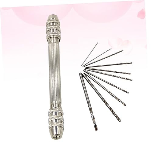 UKCOCO Doppelkopf Handbohrer Aus Stahl Langlebiges Kleiner Bohrwerkzeug Mit 10 Bohrern Handbohrmaschine Für Heimwerker Und Holzbearbeitung Kompakt Und Leicht Praktisches Lochstanzer Satz