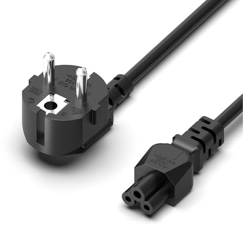 Mezelon 1m Cable de Alimentación Enchufe Tipo F (CEE 7/4) 90° en Ángulo IEC C5 Enchufe 2,5 - Compatible con Cargadores Ninebot MAX G30, G30D, G30D2, F65D - TV Laptop Notebook Cable Corriente Universal