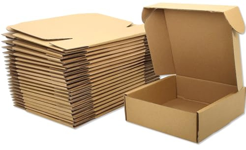 Cenoid små postlådor, 20 x 20 x 10 cm bruna portopaket, fraktkartonglådor för postning, leverans, förpackningslådor för småföretag (förpackning med 25)