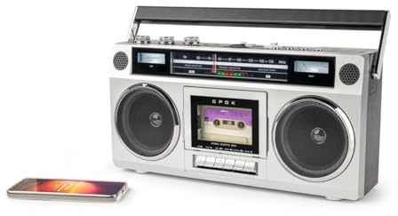 BigBen BTBLASTER - Boombox Retro 80's | Reproductor/Grabador de Casetes | Ajuste agudos y graves | Bluetooth 5.3, USB-MP3 y AUX-In | Radio FM, Antena Telescópica | Potencia 15W | Adaptador CA incluido