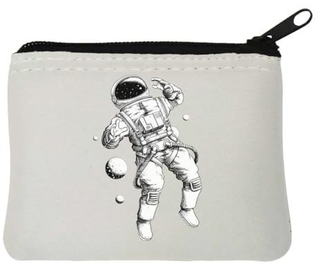 Astronaut Suit Floating in Space Neoprene Coin Purse Pouch 12x9cm White