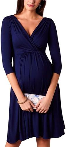 ZYHARUKO Vestido de lactancia materna de algodón suave para mamás, invisible, acceso para lactancia, elástico, cómodo, uso diario, algodón para lactancia, azul marino, L