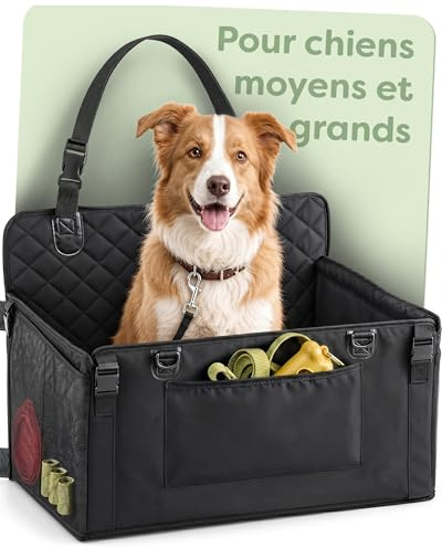 Knupis Extra Stabil Hundbilstol för Stor Hund – Vattenavvisande och Reptålig med 5 Fickor – 4 Fästremmar och Fästbart Koppel – Förstärkta Väggar med Halkfri Undersida – Tvättbar | Med 5 fickor – 4 fästremmar och fästbara koppel – förstärkta väggar med halkfri undersida – tvättbar