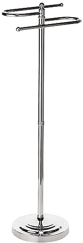 Gatco 1505, Modern Round Base Floor Standing S Style Towel Holder, Chrome / 38 H Freestanding Hand Bath Towel Stand for Bathroom