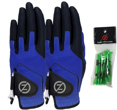 Zero Friction Junior Synthetisch Linke Hand Golfhandschuh 2 Packung, Einheitsgröße, Blau