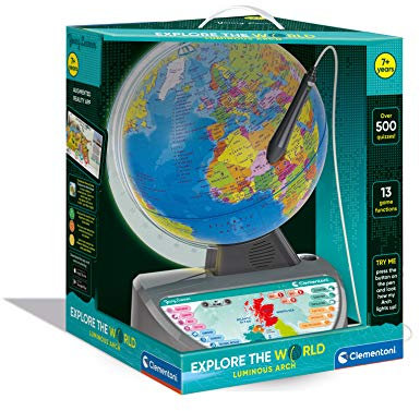 Clementoni- Educational Talking Globe: Explore the World, Interactive Learning Globe for Kids in English (7+ Years)