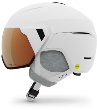 Giro Aria Spherical MIPS Ski Helmet - Snowboarding Helmet for Women with Integrated Visor - Matte White - Size M (55.5-59cm)