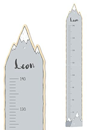 Personalisierte Kinder Messlatte 'Zugspitze' aus Holz mit Wunschnamen, Messlatte Kind Motiv Berge ca. 15 x 100 cm