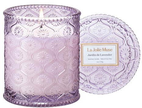 La Jolíe Muse Duftkerze im Glas Lavendel Flieder, Kerzengeschenk für Frauen wohltuende Muttertagsgeschenk 55 Stunden Brenndauer, 170g