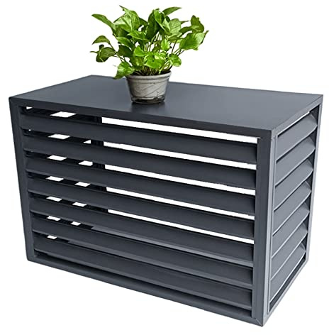 ZQKJLH Copertura in Alluminio per Aria Condizionata Esterna Griglia Recinzione per Elettrodomestici Esterni Schermo Decorativo Fiori, Protezione Privacy Design Veneziana, Colore: Nero Dimensioni: 2-