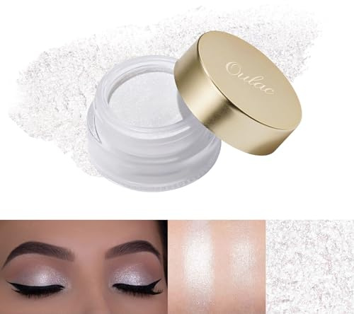 Oulac Shimmer White Cream Eyeshadow-Eye Primer| as Highlighter Waterproof & Long Lasting Blendable Glitter Eyeshadow Natural Color Eye Shadow for Women,Vegan 6g (01)