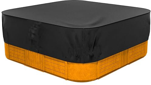 Whirlpool Abdeckung Wasserdicht, Spa Abdeckung Winter, Hot Tub Cover, Abdeckplane Whirlpool, Whirlpool Schutzhülle 420D Oxford-Stoff, Schutz vor Wind UV schützende-Schwarz (220 * 220 * 85cm)