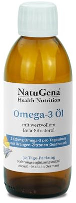 NatuGena Omega-3 Öl mit natürlichen, hochwertigen Fischöl aus nachhaltigem Fischfang, 200ml (32 Tage Packung)