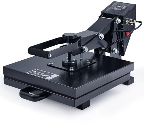 CREWORKS 38x38cm Machine de Presse à Chaud 1400W pour T Shirt avec Contrôle Digital Chauffage à Double Tube Multifonction Polyvalente pour Tissu Oreillers Tapis de Souris Sacs Tote