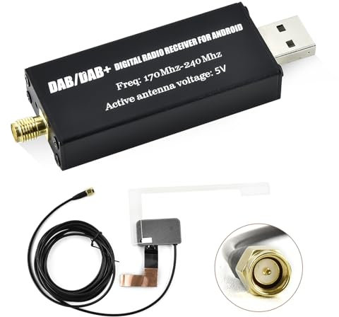 CAMECHO Car DAB DAB+ Radio Receiver, DAB Car Radio Adapter Digital Audio Transmission with Antenna, DAB Tuner USB Dongle for Most Android Car Stereo