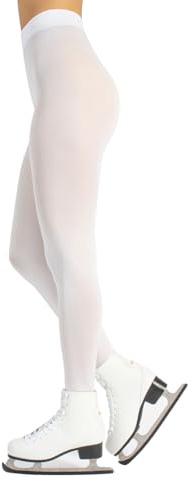 CALZITALY Collant de Patinaje para Mujer, para Patinaje, Medias de Patinaje Artístico, Opaco 80 Den, para Roller y Hielo, Fabricado en Italia, Color blanco., M