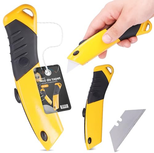 Cortador de Caja de Cuchillos Retráctil 19 mm Cuchilla de Alfombra Paquetes Cartón Cutter Hoja De Trapezoide Cuchillo Metálico Película Universal