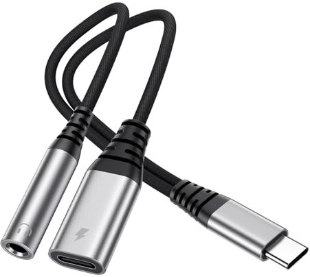 Adaptateur USB C vers Jack 3,5 mm, 2 en 1 Type C vers Jack 3,5 mm, Adaptateur Audio Auxiliaire USB C vers Charge Rapide, Audio Auxiliaire pour iPhone 16/16 Pro/16 Pro Max/15/15 Pro/15 Pro Max, Samsung