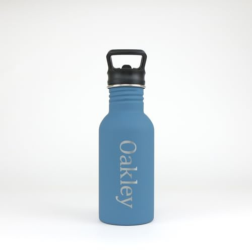 cribstar Personalised Engraved Stainless Steel Water Bottle | Straw Water Bottle | Lightweight | Kids and Toddler Bottle | School Bottle (Ocean Blue)