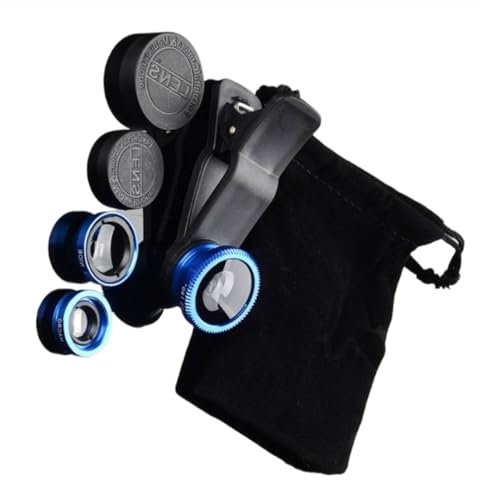 Kameraobjektiv, 3-in-1-Kamera-Objektiv-Clip-Objektiv für die meisten Handys, Weitwinkel, Makro-Fischaugenobjektiv, Clip-On-Objektiv, tragbar