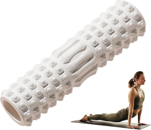 Schaumstoffrolle für Beine, EVA-Yoga-Rolle mit mittlerer Dichte, für Arme, Rücken, Hüftmuskulatur, Dehnwerkzeuge für Pilates (Weiß, ohne Stick)