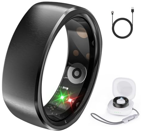 Rogbid Anillo inteligente para hombre y mujer, rastreador de salud con frecuencia cardíaca, oxígeno en sangre, presión arterial, monitor de sueño, seguimiento de pasos, IP69, resistente al agua para