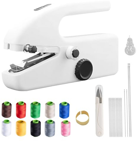 Handheld Sewing Machine Kit for Beginners, Mini Portable Electric Sewing Machine with Accessories, Fast Stitch for Fabrics and Clothes for Adults DIY Home Traveling Compact and Lightweight