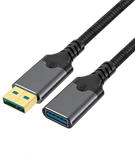 Geflochtenes USB-Verlängerungskabel, USB 3.0 Stecker auf Buchse, 5 Gbit/s Hochgeschwindigkeits-Datenübertragung, kompatibel mit Tastaturen, Mäusen, Druckern, Scannern, Kartenlesern usw. (1m)