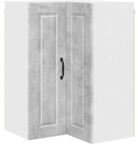 Qnhdfrt Armadio Cucina Angolare Grigio Cemento Moderno Armadio da Parete Cucina Sospeso con 2 Ante e 3 Ripiani Mobili Cucina in Legno 57x57x80 cm