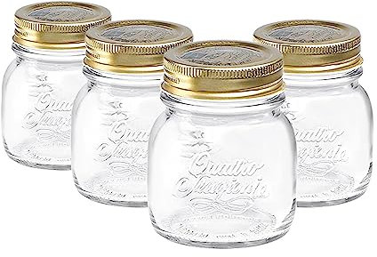 Bormioli Rocco - Set di 4 barattoli per conserva alimentare con coperchio a vite ermetico, collezione Quattro Stagioni, Vetro, Jar Size: 150ml