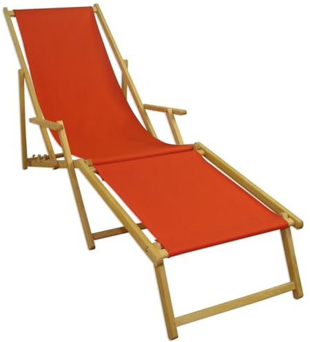 Holz-Liegestuhl Strandliege mit viel Zubehör nach Wahl, Stofffarbe Terracotta V-10-309NFußteil