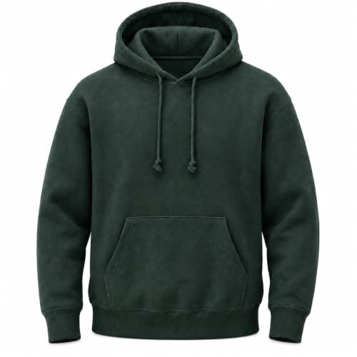 Mellor Design Plain Pullover Hoodie Hooded Top Unisex Mens Ladies Hooded Sweatshirts Bottle Green, L