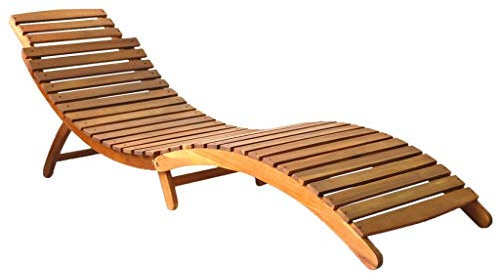 Tidyard Gartenliege Klappbar Holz Sonnenliege Liege Klappliege Outdoor Liegestuhl Relaxliege Holzliege für Garten Terrasse Schwimmbad, Massivholz Akazie, 184x55x64 cm Braun