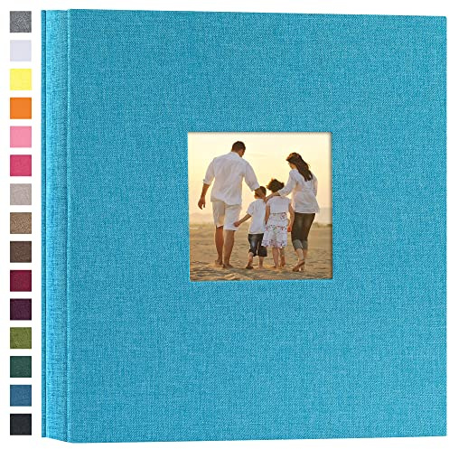 potricher Linen Hardcover Photo Album 4x6 600 Photos Large Capacity for Family Wedding Anniversary Baby Vacation (Blue, 600 Pockets)