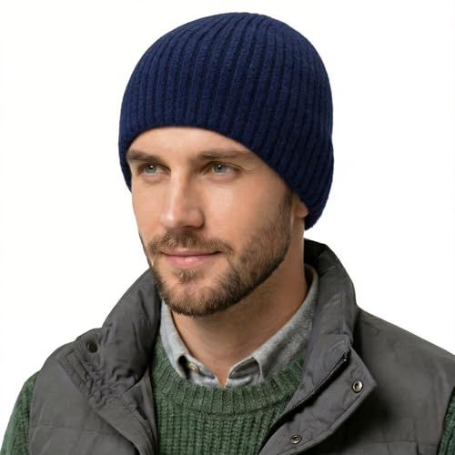 ZLYC Inverno Berretti Elasticità Beanie da Uomo(Marino)