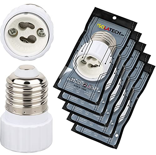 ISOLATECH 5x E27 adapter för GU10 lampsockel keramisk värmebeständig