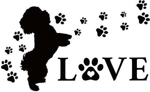 SUPERDANT vinilos de pared decorativos Pegatina de Pared con Estampado de Pata de Perro Amor Vinilo Pared Arte Letras Pegatina Interesante para Amante de los Perros Sala de Estar Dormitorio Negro