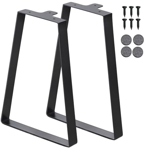 H JINHUI Metal Table Legs Set of 2, Heavy Duty Metal Coffee Table Bench Legs, Industrial Trapezoid DIY Furniture Legs, with Screws and Floor Protectors for DIY Table Breakfast Bar Stand Bench, 30x40cm