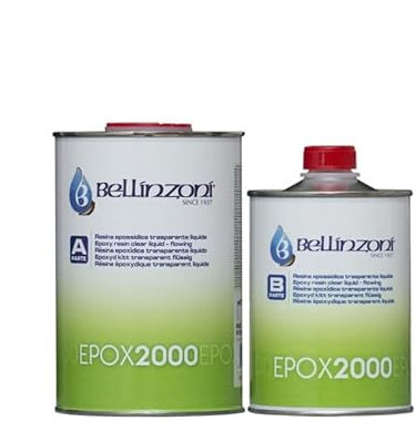 BELLINZONI - Epox, Masilla para Unir, Sólida, Pegar, Soldar, Estucar y reforzar Granito, Mármol y Piedra, Adhesivo Epóxido, Exterior e Interior, Transparente, 1 kg + Catalizador 500 gr