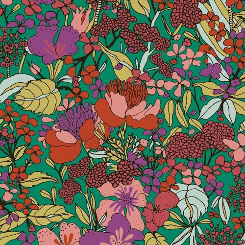 Profhome Dschungel Tapete 377561-GU Vliestapete grün lila gelb-orange rot 0,53 m x 10,05 m / 5,33 m2