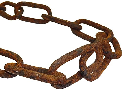 vitaliano rostige Stahlkette Gliederkette Meterware, 3 Meter, 5mm stark, Eisenkette im Antik, Retro, Vintage-Stil, als Regenablaufkette, Ringkette, Lampenkette, Deko, Metall Rost Deko für Garten