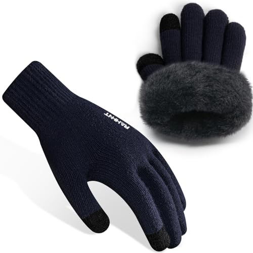 Rahhint Guanti Invernali Donna - Guanti Termici Uomo - Guanti Lana Touchscreen Uomo Antiscivolo per Smartphone Walking Sci all'aperto