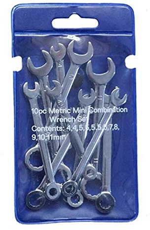 ESmoda Set di 10 mini chiavi inglesi ad anello, chiavi combinate da 4 a 11 mm