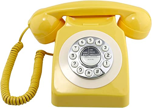 Sangyn Classic Retro Telephone Vintage Style Cord Phone with Push Button Old Fashioned Landline Desk Phone for Home Office Hotel and Bar