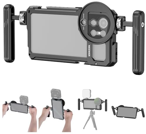 Neewer S23 Ultra Cage Video Rig with Dual Side Handles, 67mm Lens Filter Thread Adapter, All Metal Mobile Phone Stabilizer for Filmmaking Video Recording Compatible with Samsung S23 Ultra, PA021